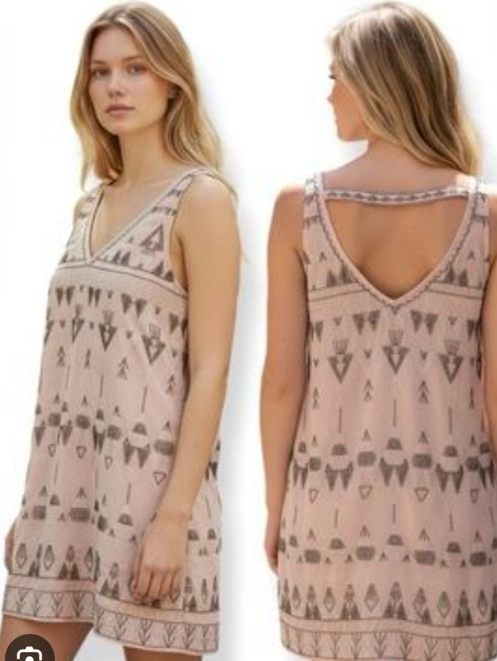 Free People Blush Pink Beaded Embroidered Mini Dress